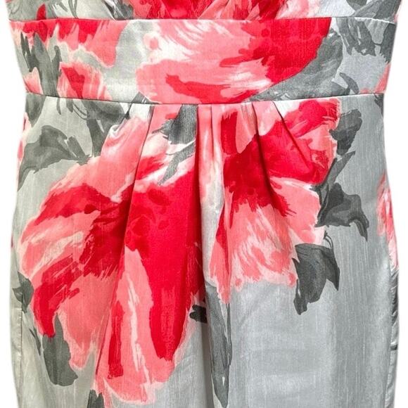 SD Collection Women's Size 14 Silver Pink Red Floral Sleeveless Sheath Dress - Picture 3 of 12